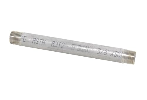 1 1/4 x 16" Schedule 80 S80 304 Stainless Steel SMLS Nipple Threaded Both Ends TBE - size: 1 1/4 x 16", style: 1 1/4"