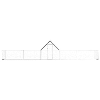 Galvanized Steel Chicken Coop 32.8'x6.6'x6.6' Silver Outdoor Poultry House with Lockable Door and Water-Resistant Roof for Hens Ducks Geese - size: 32.8' x 6.6' x 6.6' (W x D x H)