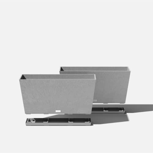 Veradek Midori Long Trough Planter (Light Grey, 31 inch - 2 Pack with 2 Saucer Trays) - color: Gray, size: 31 inch - 2 pack with saucers