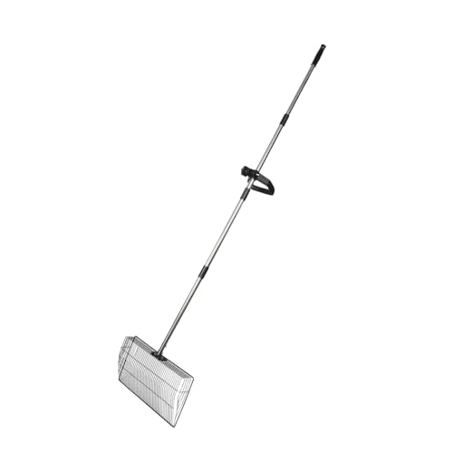 Metal Scooper with Long Handle Chicken Coop Cleaning Shovel Heavy Duty Poultry Manure Scoop for Farm and Home Use 38cm