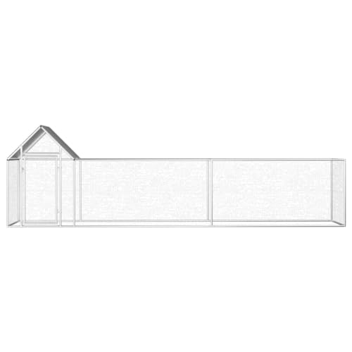 Galvanized Steel Chicken Coop 16.4'x3.3'x4.9' Outdoor Animal Hutch with Lockable Door & Wire Mesh for Hens Ducks Rabbits - size: 16.4' x 3.3' x 4.9' (W x D x H)