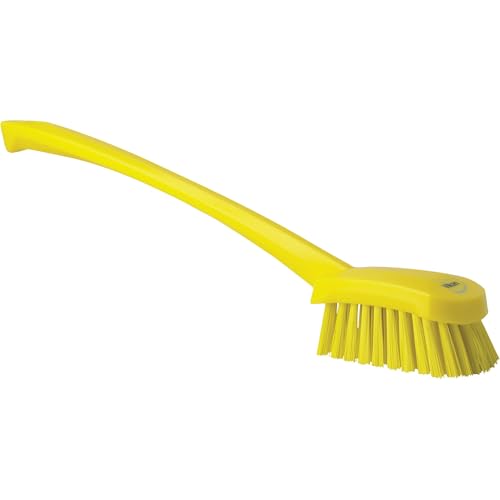 Vikan 2 3/4 in W Scrub Brush, Stiff, 11 51/64 in L Handle, 4 1/2 in L Brush, Yellow, Plastic 41866-1 Each - color: Yellow