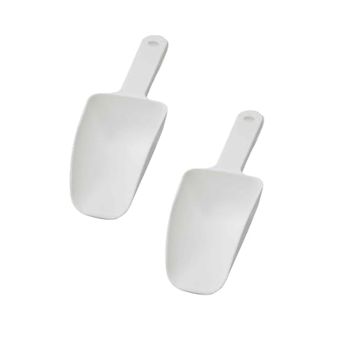 2Pcs Plastic Ice Scoop, Kitchen Scooper for Ice Maker, Ice Bucket, Bar, Freezer, Pet Food, Candy, Coffee Beans, Utility Food Scoop for Home, Party, Wedding, Restaurant (White) - color: White