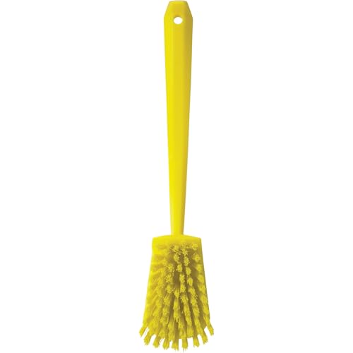Vikan 2 3/4 in W Scrub Brush, Stiff, 11 51/64 in L Handle, 4 1/2 in L Brush, Yellow, Plastic 41866-1 Each - color: Yellow