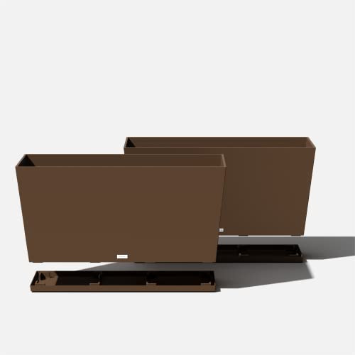 Veradek Midori Long Trough Planter (Espresso, 39 inch - 2 Pack with 2 Saucer Trays) - color: Espresso, size: 39 inch - 2 pack with saucers