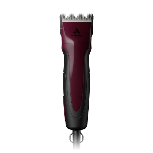 Andis 68530 Excel Professional 5-Speed Detachable Blade Clipper Kit - Animal/Dog Grooming, Rotary Motor, Soft-Grip Anti-Slip Housing, 14-Inch Cord, for All Coats & Breeds, SMC, Burgundy - color: Burgundy