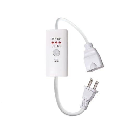 HNB Auto Off Timer for Oil Wax Warmer Burner Indoor Small Appliances Timer Plug for Electrical Outlet, 5 Setting 12 Hours Timed Power Switcher (Auto Off Timer-5D-0.5m-1pc)