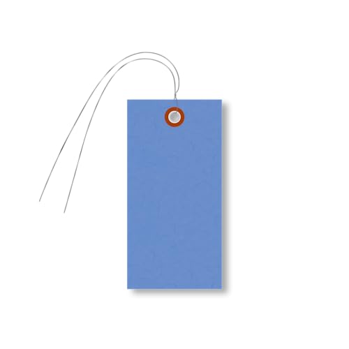SmartSign Blue Tyvek Shipping Tags with Wire, Size #5 | 4 3/4" x 2 3/8", Pack of 1000, Made in USA - color: Blue - Metal Wires, size: 4 3/4" x 2 3/8" - 1000 Tags