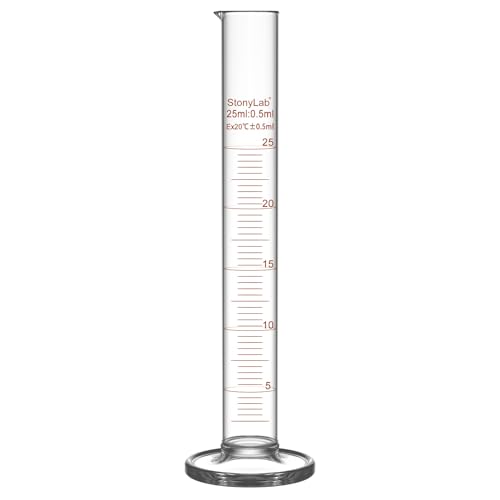 stonylab 1-Pack Graduated Cylinder, Borosilicate Glass 25 ml Heavy Wall Graduated Glass Measuring Cylinder - size: 25 ml