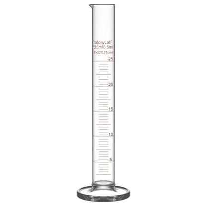 stonylab 1-Pack Graduated Cylinder, Borosilicate Glass 25 ml Heavy Wall Graduated Glass Measuring Cylinder - size: 25 ml