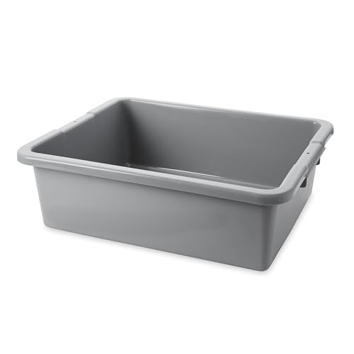 Rubbermaid Commercial Products Standard Bus/Utility Box, 7-Gallon, Gray, Heavy Duty Plastic Restaurant Wash Basin/Dish Washing Tub for Kitchen Organization/Storage - color: Gray, size: 7 Gallon, style: Undivided