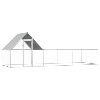 Galvanized Steel Chicken Coop 19.7'x6.6'x6.6' Silver Outdoor Poultry House with Water-Resistant Roof for Hens Ducks Rabbits - size: 19.7' x 6.6' x 6.6' (W x D x H)