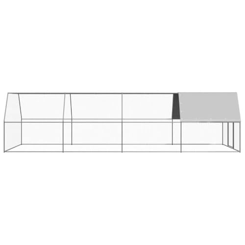Outdoor Chicken Coop and Rabbit Hutch 9.8x26.2x6.6ft Galvanized Steel Cage with Lockable Door PE Roof for Ducks Hens Small Animals Aviary Enclosure - size: 9.8' x 26.2' x 6.6' (W x D x H)