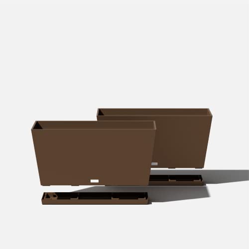 Veradek Midori Long Trough Planter (Espresso, 31 inch - 2 Pack with 2 Saucer Trays) - color: Espresso, size: 31 inch - 2 pack with saucers
