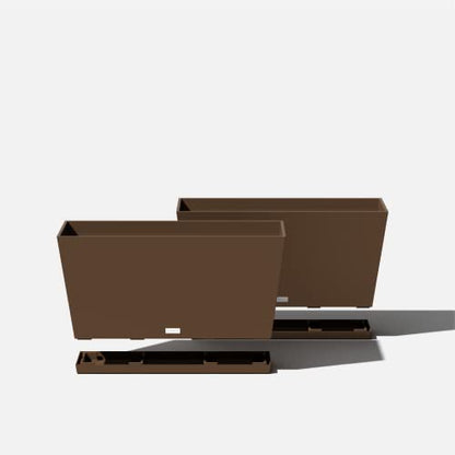 Veradek Midori Long Trough Planter (Espresso, 31 inch - 2 Pack with 2 Saucer Trays) - color: Espresso, size: 31 inch - 2 pack with saucers