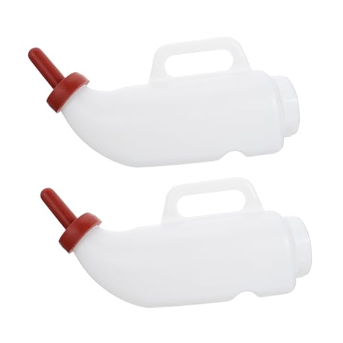 Outanaya 2L Calf Nursing Bottle Set Thickened Livestock Feeding Bottles for Calves Comfortable to Hold Design 2-Pack White Random Color