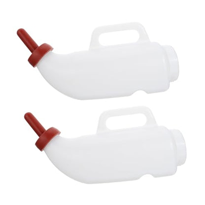 Outanaya 2L Calf Nursing Bottle Set Thickened Livestock Feeding Bottles for Calves Comfortable to Hold Design 2-Pack White Random Color