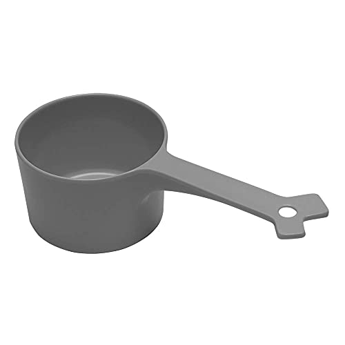 Messy Mutts Melamine Dog Food Scoop (1 Cup Capacity) | Measuring Cup for Animal Food | Features 1/2 Cup Indicator Line | Small or Large Dog Food Scooper | Dishwasher Safe | Grey - color: Gray