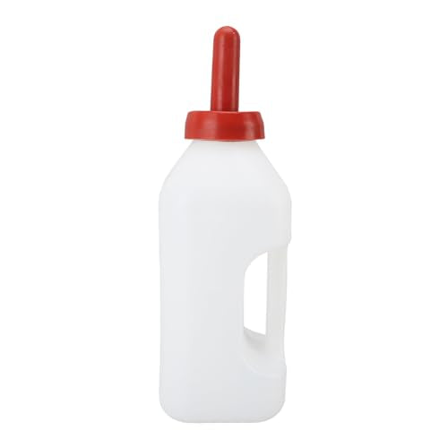 Rengue Calf Feeding Bottle, 2 Quart Thick Design Leakproof Nonslip Silicone Nipple, with Handle for Easy Feeding, Small (Horizontal Milk Pot)