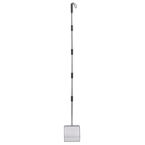 Zerone Poojoy Extended Handle Non Stick Stainless Steel Pet Litter Shovel for Livestock Farms, Pet Poop Scoop, 5 Piece Assembly Pole
