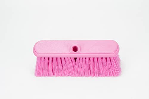 SPARTA Flo-Thru Heavy-Duty Deck Scrub Brush Nylon Bristled, Boat and Floor Scrub Broom with Protective Bumper for Floors and Large Equipment, Plastic, 9.5 Inches, Pink - color: Pink