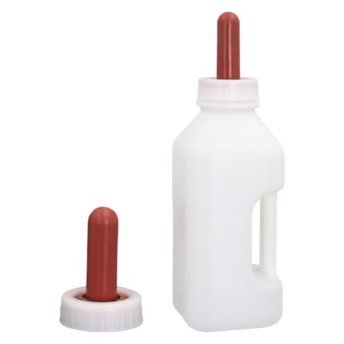 Screw Nipple Calf Feeding Device 2 Quart, Calf Feeding Bottle with Rubber Nipple & Cap, Handle Milk Pot Calf Feeding Supplies