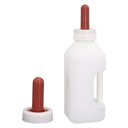 Screw Nipple Calf Feeding Device 2 Quart, Calf Feeding Bottle with Rubber Nipple & Cap, Handle Milk Pot Calf Feeding Supplies