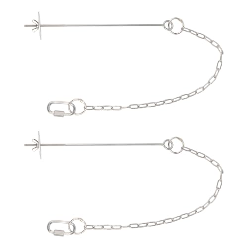 Stainless Steel Hanging Chicken Feeders with Adjustable Chain and Vegetable Skewers for Bird Cage Enrichment and Foraging Foraging Toy - size: L