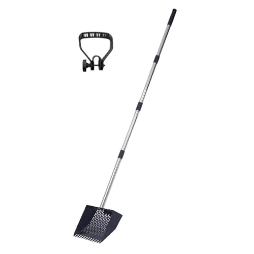 Ergonomic Rubber Grip Manure Scooper for Elderly Users Adjustable 35 65 Inch Stainless Handle for Back Chicken Coops Rakes Scooper with Long Handle - color: A