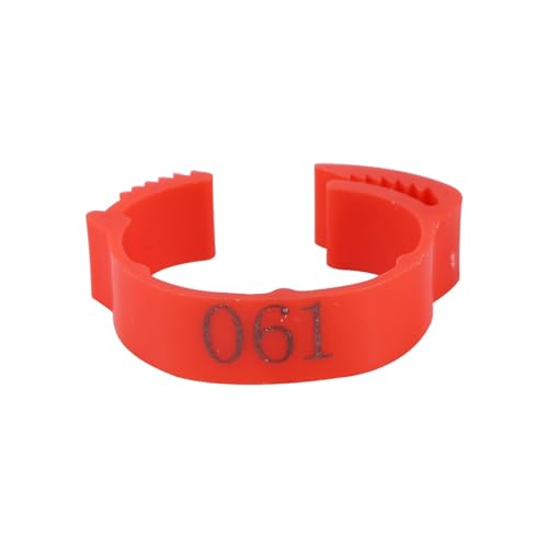 100PCS Chicken Foot Ring Adjustable Size Poultry Leg Digital Label Buckle 6 Colors Plastic Chick Duck Goose Farm Equipment for Easy Flock Management(Red) - color: Red