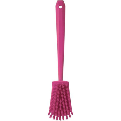 Vikan 2 3/4 in W Scrub Brush, Stiff, 11 51/64 in L Handle, 4 1/2 in L Brush, Pink, Plastic 41861-1 Each - color: Pink
