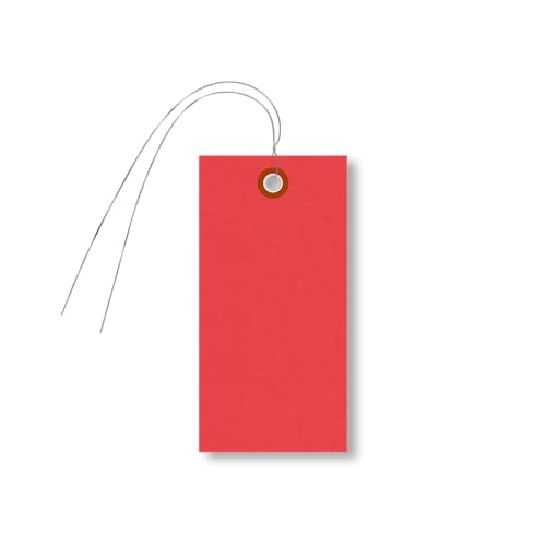 SmartSign Blank Red Shipping Tags with Wire | 4 3/4" x 2 3/8" Tyvek, Pack of 1000, Made in USA - color: Red - Metal Wires, size: 4 3/4" x 2 3/8" - 1000 Tags