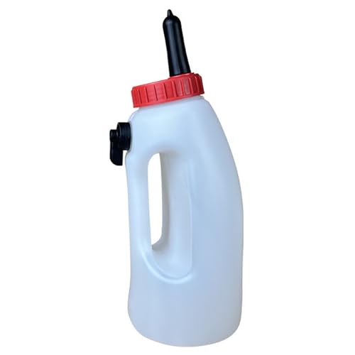 4L Calf Bottle, Plastic Nursing Bottle with Detachable Nipple Regulating Valve Handle Farm Equipment, White - size: 1 Count (Pack of 1)