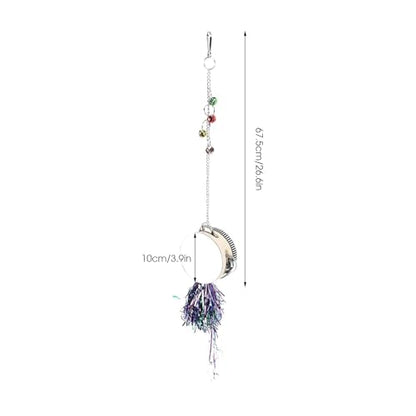 Cyrank Chicken Mirror Toys, Pet Chicken Mirror Drum Toys Chicks Hens Hanging Double Side Playing Toy Hanging Swing Mirror Toys with Bell