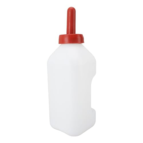 Rengue Calf Feeding Bottle, 2 Quart Thick Design Leakproof Nonslip Silicone Nipple, with Handle for Easy Feeding, Small (Horizontal Milk Pot)