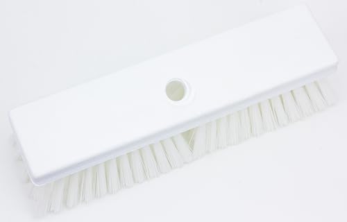 SPARTA Plastic Floor Scrub Brush, Brush Head Only, Deck Brush with ACME Standard Thread Fitting for Deck, Industrial Kitchens, and Hospitals, 10 Inches, White - color: White