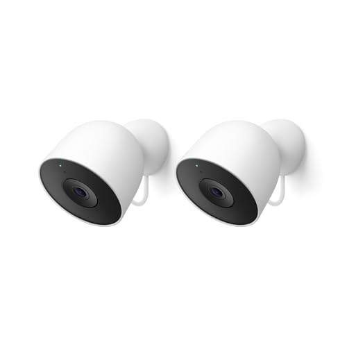 Google Nest Cam Outdoor (Wired, 2nd Gen) - Security Camera - Snow - 2 Pack | 2K video, motion detection, color night vision, 2-way audio, works with Google Home and Gemini, weather resistant - color: Snow (2-pack), size: 2-pack