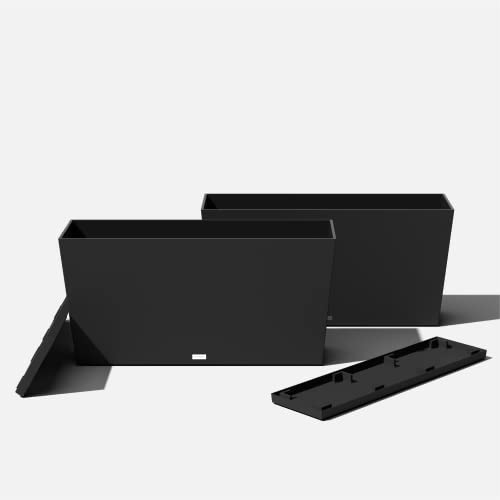 Veradek Midori Long Trough Planter (Black, 39 inch - 2 Pack with 2 Saucer Trays) - color: Black, size: 39 inch - 2 pack with saucers