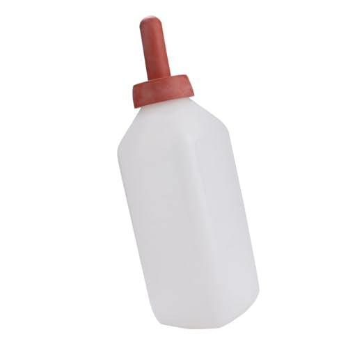 2L Calf Feeding Milk Bottle for Weaning Calves, Premium Plastic, Detachable Nipple, White, 1 Bottle + 1 Nipple for Calves