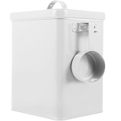 BESTOYARD 6L Metal Storage Bucket with Airtight Lid 9.05""x7.28""x6.49"" White Iron Dog Food Bin Keeps Kibble Dry for Kitchen Counter & Pantry