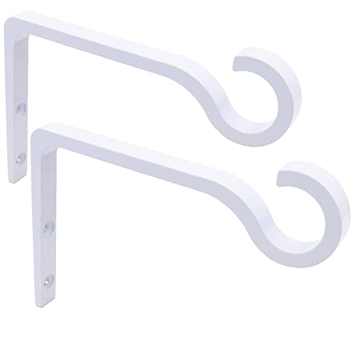 QIEGL White Hanging Plant Bracket 6inch Metal Plant Hook Shepherds Hook Decorative Wall Plant Hanger for Hanging Lanterns, Bird Feeder, Flower Basket, Home Decor Indoor & Outdoor 2pack - color: White, size: 6in Aluminum Alloy