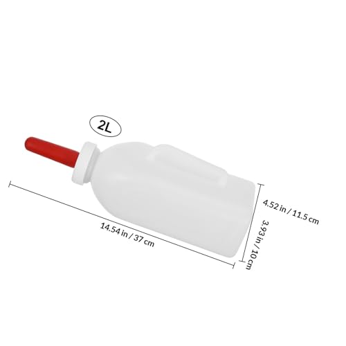 SUPVOX 2 Quart Calf Milk Feeding Bottle - Nursing Nurser with Handle & Rubber Nipple - 2l Long-spout Livestock Supply for Calves, Lambs & Goats - Farm Animal Feeder