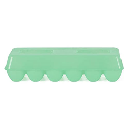 Tuff Stuff TS-ETS12 Reusable Carrier Washable Storage Container Empty Plastic Chicken Egg Carton Tray with Lid, 12 Eggs, Green