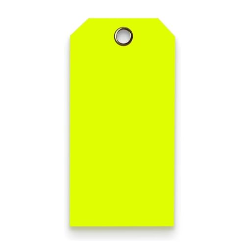 Tags 4 Less 15 Mil Waterproof Plastic Tags, Pack of 100 – 3” x 6” Heavy Duty Plastic Tags for Labeling, Outdoor Tagging, Equipment Labeling, Luggage, Valves & More (Fluorescent Yellow) - color: Fluorescent Yellow, size: 3" x 6"