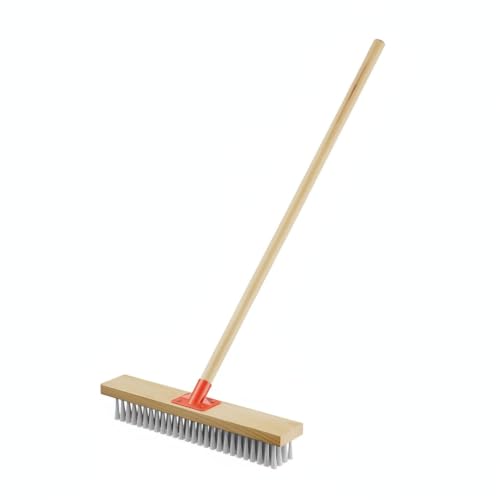 Floor Scrub Brush with Long Handle and Stiff Nylon Bristles for Tile Grout and Bathroom Cleaning (1 PC) - size: 14.57 x 2.36 x 1.57 in