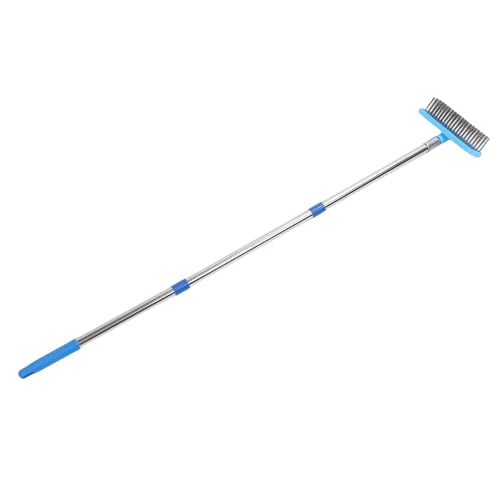 Zerone Heavy Duty Steel Wire Broom, 30cm Plastic Head Stainless Steel Handle Outdoor Floor Scrub Brush with Extended Pole, for Patios Decks Gardens Concrete Garages (120cm) - size: 120cm