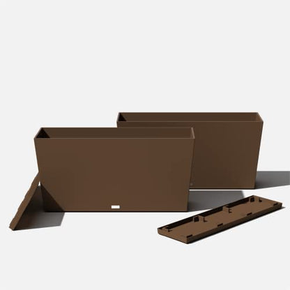 Veradek Midori Long Trough Planter (Espresso, 39 inch - 2 Pack with 2 Saucer Trays) - color: Espresso, size: 39 inch - 2 pack with saucers