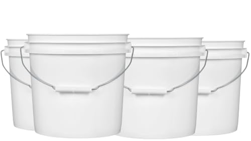 House Naturals Plastic bucket with screw on Lid - Food Grade 2 Gallon container - Made in USA (Pack of 5)