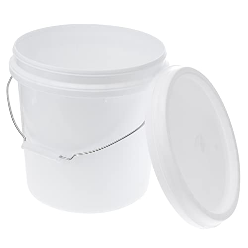 IMIKEYA Food Grade Plastic Storage Bucket with Lid Airtight Multipurpose Container for Pet Food Livestock Feed Charcoal Thick Plastic Pail with Hand Grip and Side Handles for Easy Carrying
