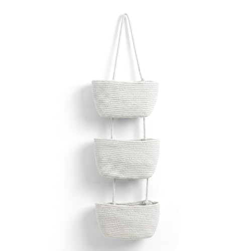 2026 New 3-Tier Cotton Door Basket Organizer, Hand-Woven Over-Door Storage for Bathroom Kitchen (E) - color: E